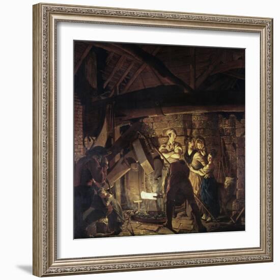 Iron Forge-Joseph Wright of Derby-Framed Giclee Print