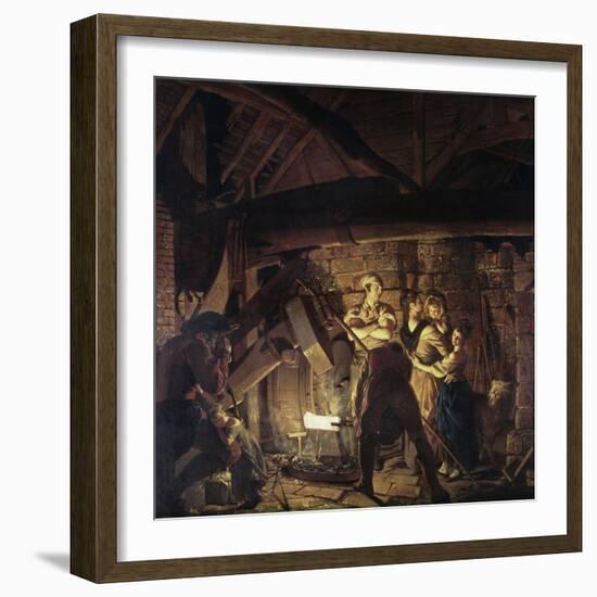 Iron Forge-Joseph Wright of Derby-Framed Giclee Print