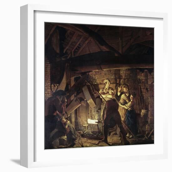 Iron Forge-Joseph Wright of Derby-Framed Giclee Print