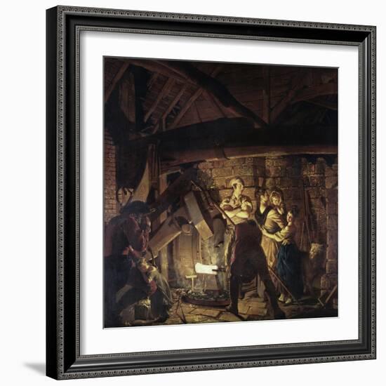 Iron Forge-Joseph Wright of Derby-Framed Giclee Print