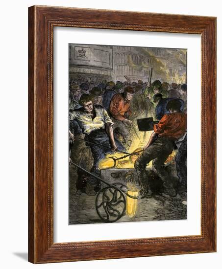 Iron Industry Workers Manufacturing Steel in England, c.1800-null-Framed Giclee Print