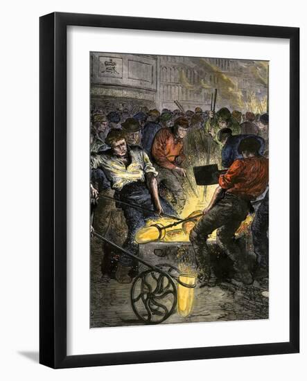 Iron Industry Workers Manufacturing Steel in England, c.1800-null-Framed Giclee Print