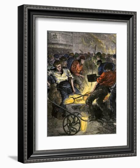 Iron Industry Workers Manufacturing Steel in England, c.1800-null-Framed Giclee Print