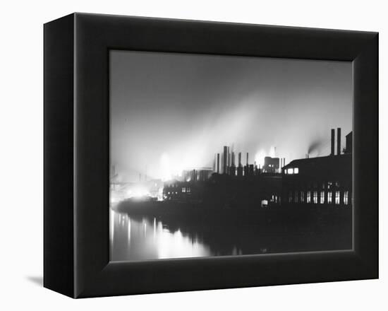 Iron Mills at Night, Pittsburgh, Pa.-null-Framed Stretched Canvas