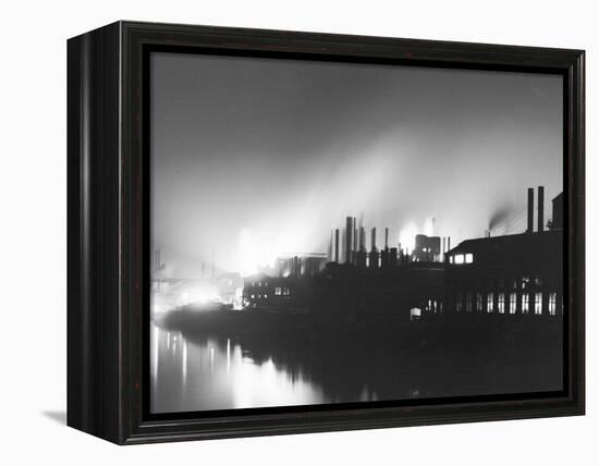 Iron Mills at Night, Pittsburgh, Pa.-null-Framed Stretched Canvas