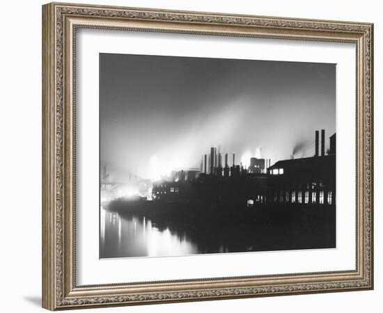 Iron Mills at Night, Pittsburgh, Pa.-null-Framed Photo