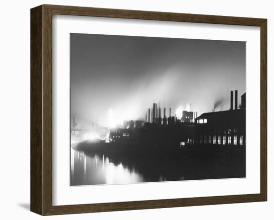 Iron Mills at Night, Pittsburgh, Pa.-null-Framed Photo