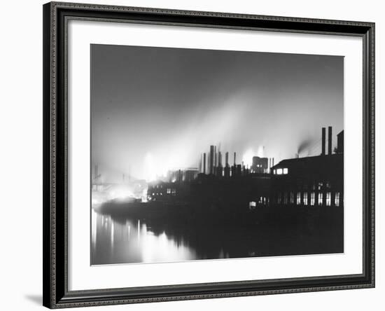 Iron Mills at Night, Pittsburgh, Pa.-null-Framed Photo