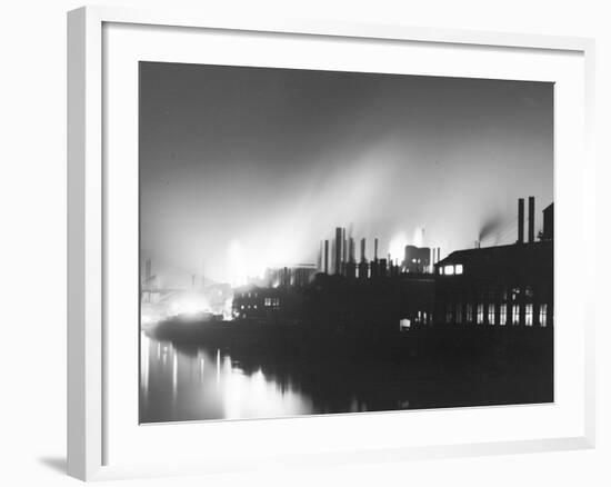 Iron Mills at Night, Pittsburgh, Pa.-null-Framed Photo