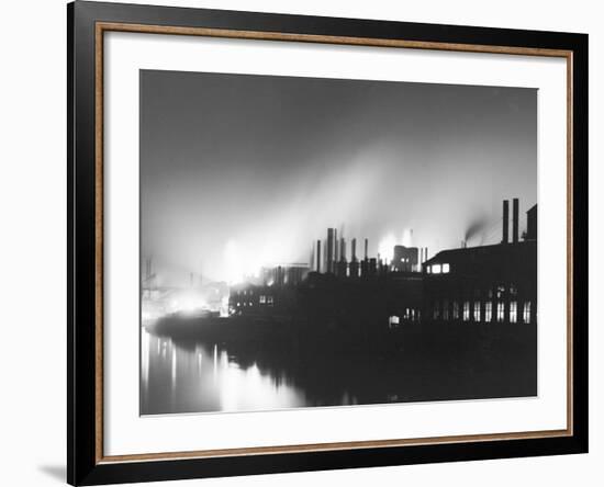 Iron Mills at Night, Pittsburgh, Pa.-null-Framed Photo