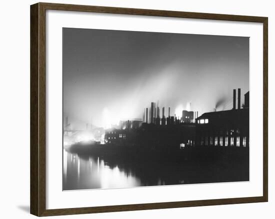 Iron Mills at Night, Pittsburgh, Pa.-null-Framed Photo