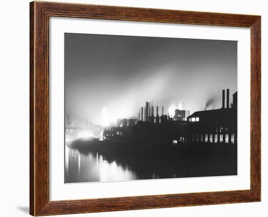 Iron Mills at Night, Pittsburgh, Pa.-null-Framed Photo