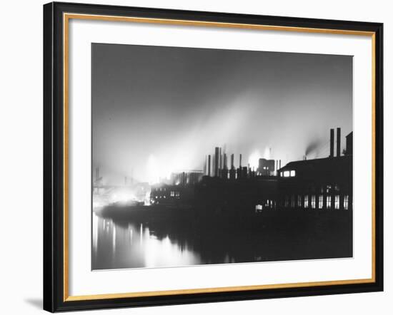 Iron Mills at Night, Pittsburgh, Pa.-null-Framed Photo