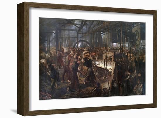 Iron Rolling Mill (Modern Cyclopes)-Adolph Menzel-Framed Giclee Print