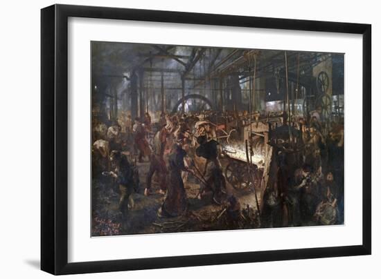 Iron Rolling Mill (Modern Cyclopes)-Adolph Menzel-Framed Giclee Print