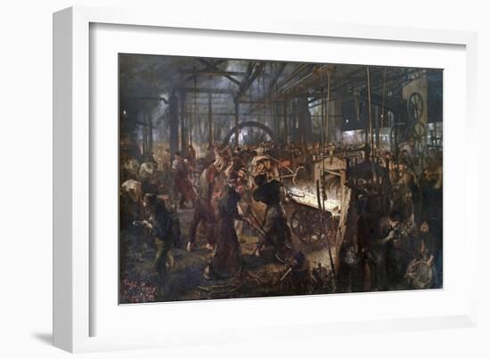 Iron Rolling Mill (Modern Cyclopes)-Adolph Menzel-Framed Giclee Print