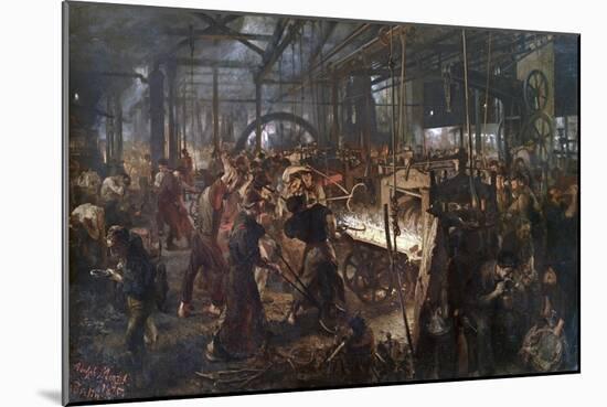 Iron Rolling Mill (Modern Cyclopes)-Adolph Menzel-Mounted Giclee Print