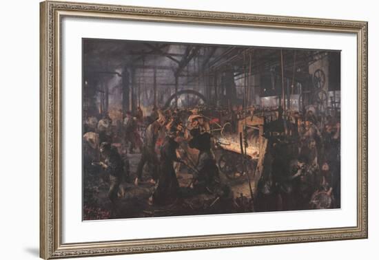 Iron Rolling Mill-Adolph Menzel-Framed Art Print