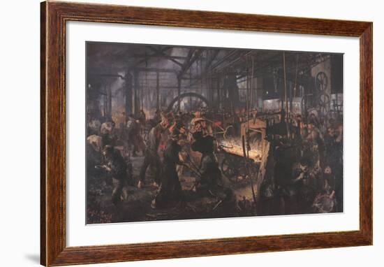 Iron Rolling Mill-Adolph Menzel-Framed Art Print