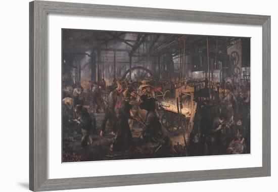 Iron Rolling Mill-Adolph Menzel-Framed Art Print