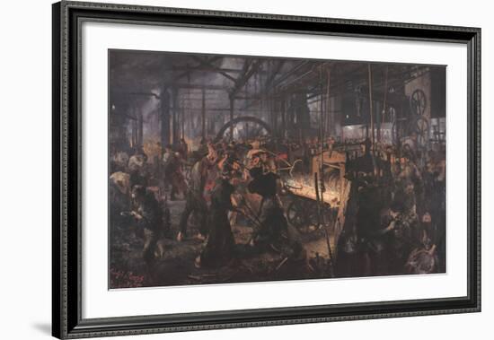 Iron Rolling Mill-Adolph Menzel-Framed Art Print