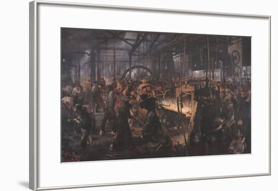 Iron Rolling Mill-Adolph Menzel-Framed Art Print