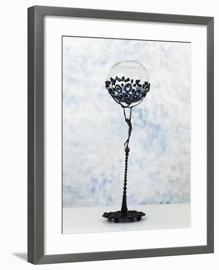 Iron Sculpture with Glass Paste Set in the Base and at the Top-null-Framed Giclee Print