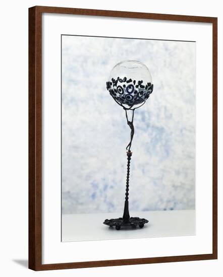 Iron Sculpture with Glass Paste Set in the Base and at the Top-null-Framed Giclee Print