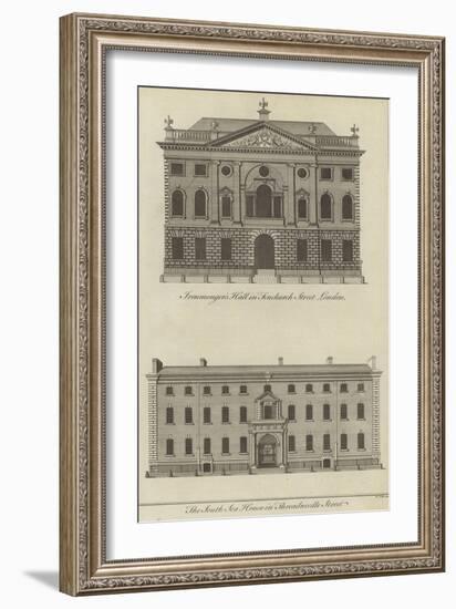 Ironmongers' Hall, Fenchurch Street and the South Sea House, Threadneedle Street, London-null-Framed Giclee Print