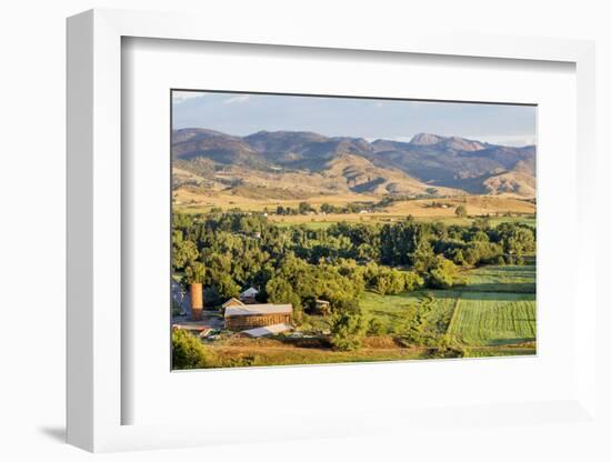 Irrigated Foothills Farmland in Sunrise Light, Belvue near Fort Collins in Northern Colorado-PixelsAway-Framed Photographic Print