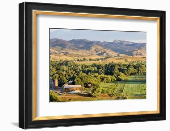 Irrigated Foothills Farmland in Sunrise Light, Belvue near Fort Collins in Northern Colorado-PixelsAway-Framed Photographic Print