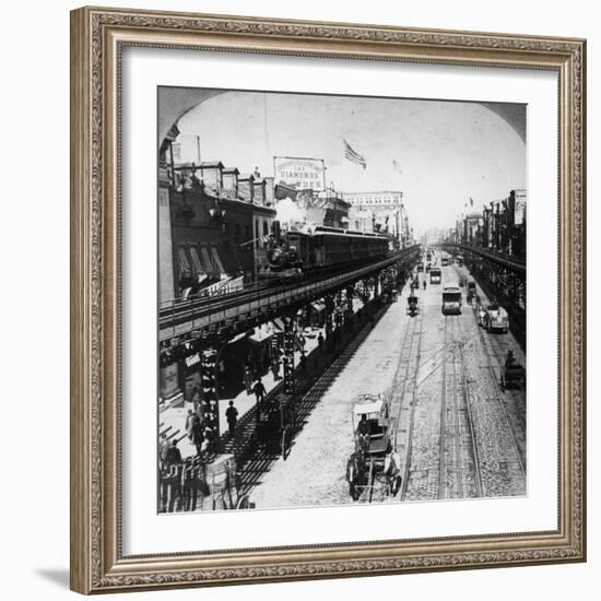 Irt Third Avenue Line Along the Bowery, New York, C.1897-null-Framed Photographic Print