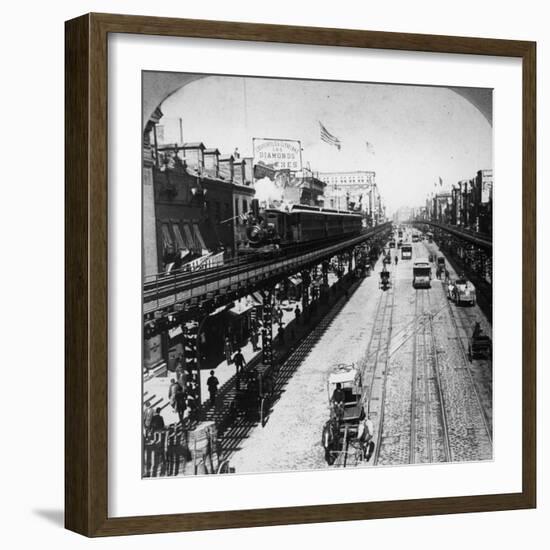 Irt Third Avenue Line Along the Bowery, New York, C.1897-null-Framed Photographic Print