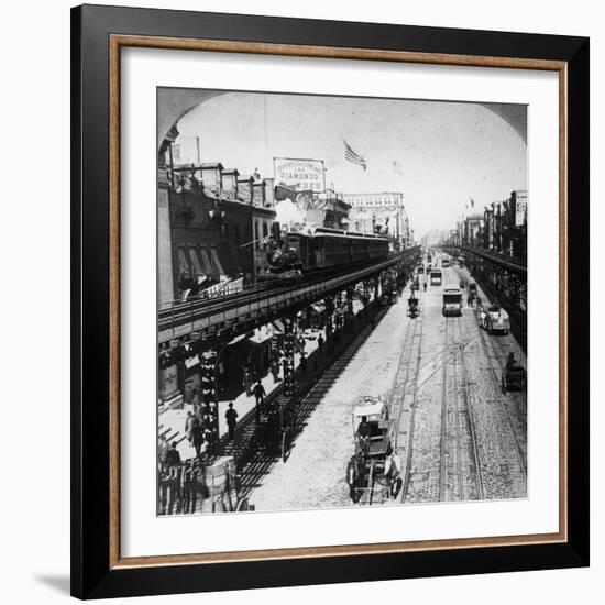 Irt Third Avenue Line Along the Bowery, New York, C.1897-null-Framed Photographic Print