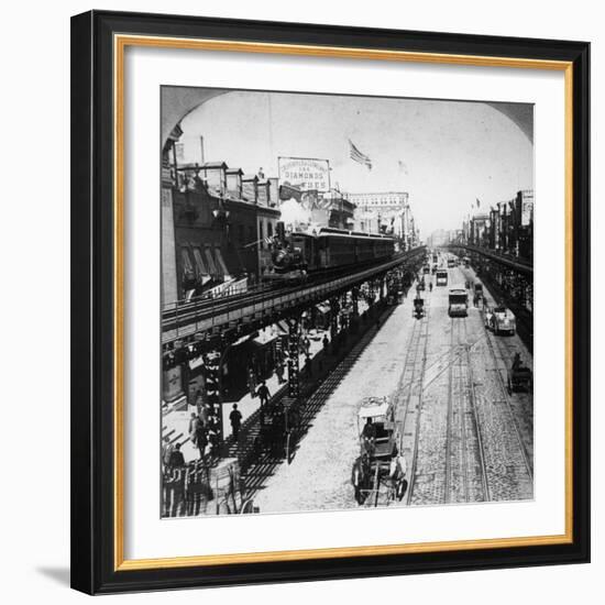 Irt Third Avenue Line Along the Bowery, New York, C.1897-null-Framed Photographic Print