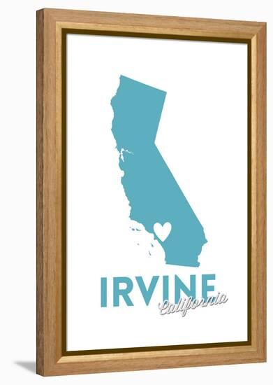 Irvine, California - State Outline and Heart-Lantern Press-Framed Stretched Canvas