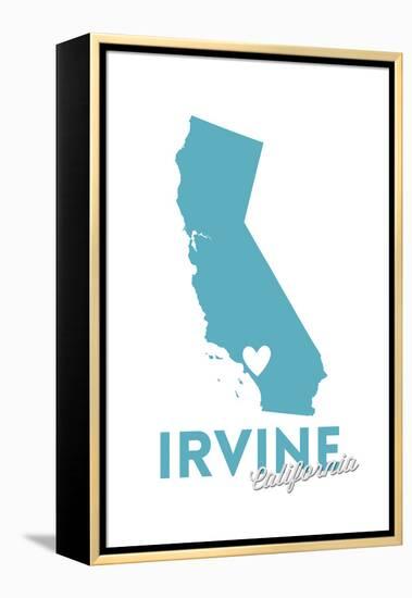 Irvine, California - State Outline and Heart-Lantern Press-Framed Stretched Canvas