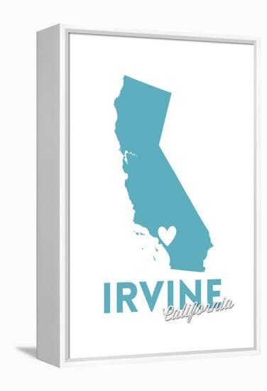 Irvine, California - State Outline and Heart-Lantern Press-Framed Stretched Canvas