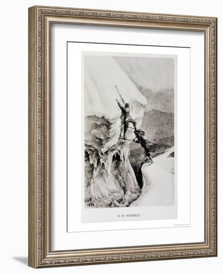 "Is it Possible?", from "Scrambles Amongst the Alps," Published 1871-Edward Whymper-Framed Giclee Print