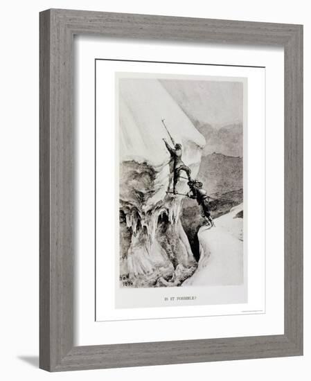 "Is it Possible?", from "Scrambles Amongst the Alps," Published 1871-Edward Whymper-Framed Giclee Print