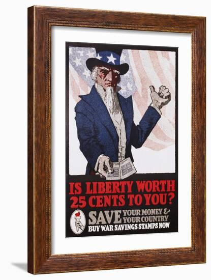 Is Liberty Worth 25 Cents to You? War Savings Stamps Poster-null-Framed Giclee Print