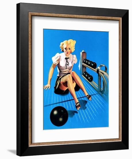 Is My Face Red! Bowling Pin-Up 1937-Gil Elvgren-Framed Art Print