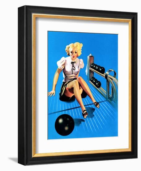 Is My Face Red! Bowling Pin-Up 1937-Gil Elvgren-Framed Art Print