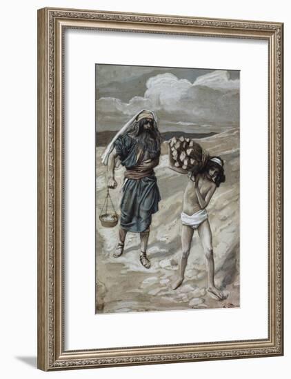 Isaac Bears the Wood For His Sacrifice-James Tissot-Framed Giclee Print