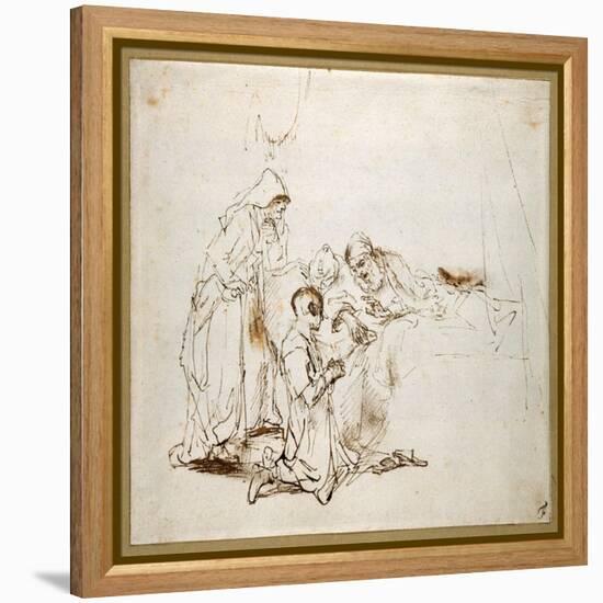 Isaac Blessing Jacob-Rembrandt van Rijn-Framed Premier Image Canvas