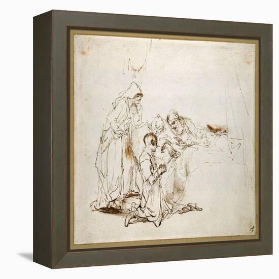 Isaac Blessing Jacob-Rembrandt van Rijn-Framed Premier Image Canvas