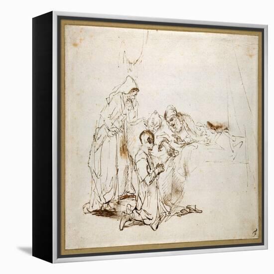 Isaac Blessing Jacob-Rembrandt van Rijn-Framed Premier Image Canvas