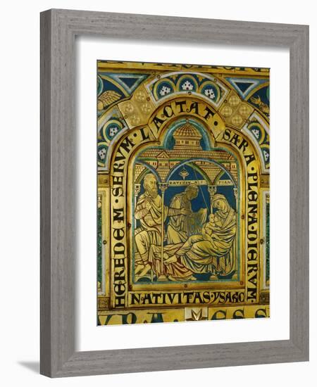 Isaac is Born to Abraham and Sarah, Verdun Altar, Begun 1181, Enamel-Nicholas of Verdun-Framed Giclee Print