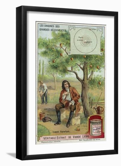 Isaac Newton and Gravity-null-Framed Giclee Print