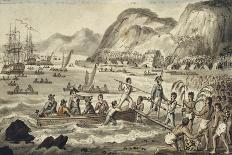 Captain Cook Landing 'N Owyhee', from the Voyages of Captain Cook-Isaac Robert Cruikshank-Giclee Print